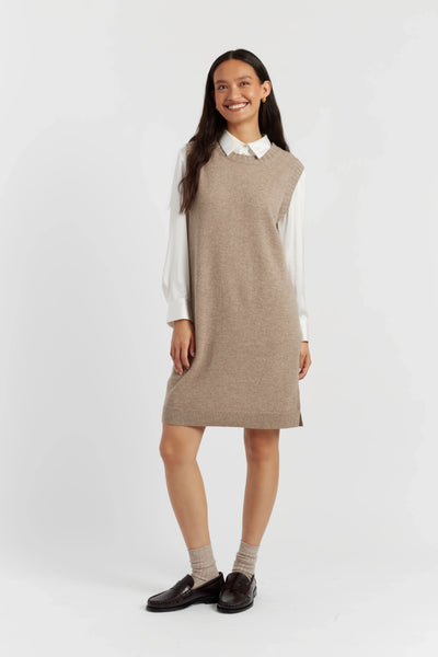 Warm-Oatmeal Wool-Cashmere Mini Dress