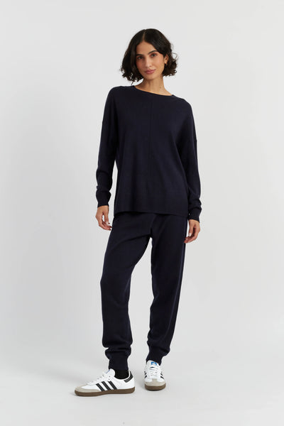 Navy Wool-Cashmere Slouchy Sweater