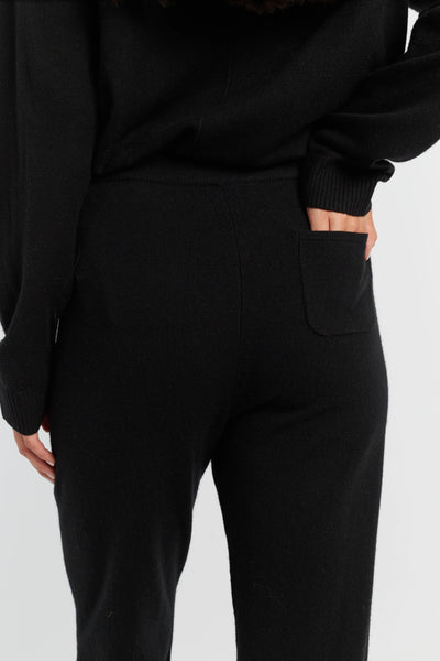 Black Wool-Cashmere Cuffed Joggers