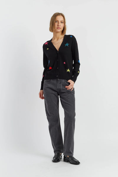Black Wool-Cashmere Star Cardigan
