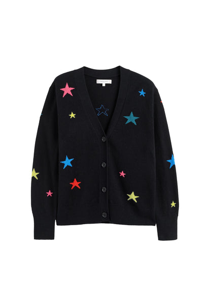 Black Wool-Cashmere Star Cardigan