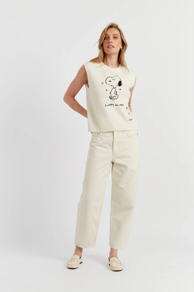 Cream Wool-Cashmere Snoopy Anniversary Tank