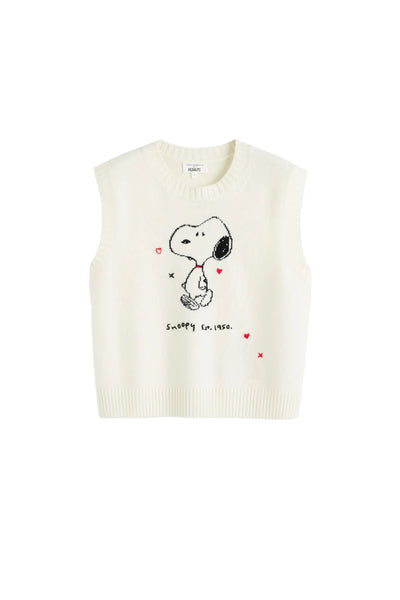 Cream Wool-Cashmere Snoopy Anniversary Tank