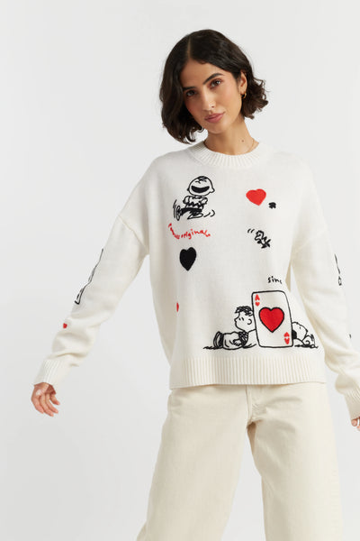 Cream Wool-Cashmere Charlie's Poker Pals Sweater