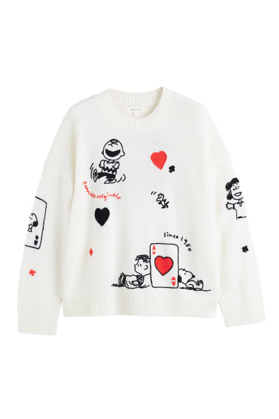 Cream Wool-Cashmere Charlie's Poker Pals Sweater