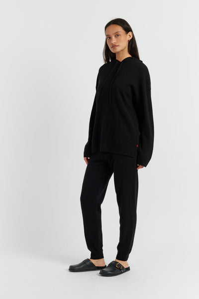 Black Wool-Cashmere Relaxed Hoodie