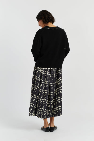 Black Wool-Cashmere Queen of Hearts Cardigan