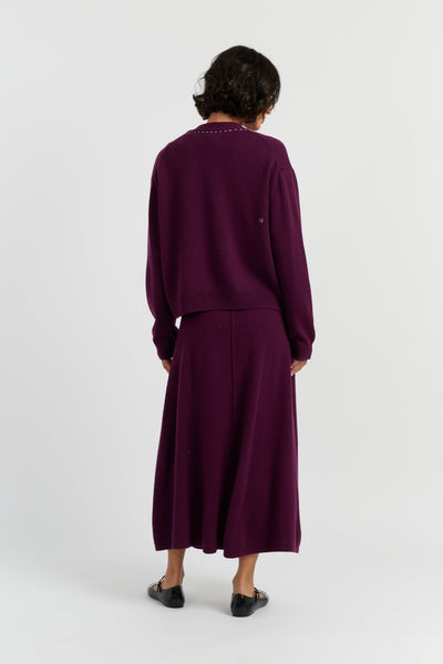 Mulberry Wool-Cashmere Queen of Hearts Cardigan