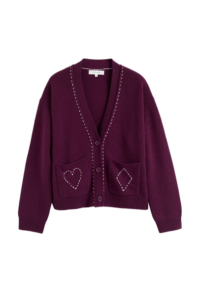 Mulberry Wool-Cashmere Queen of Hearts Cardigan