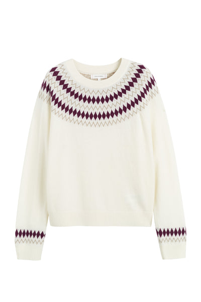 Cream Wool-Cashmere Fair Isle Sweater