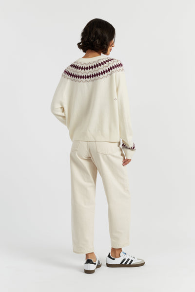 Cream Wool-Cashmere Fair Isle Sweater