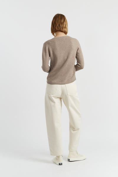 Warm-Oatmeal Wool-Cashmere One Pocket Sweater