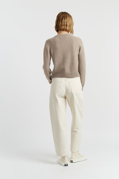 Warm-Oatmeal Wool-Cashmere Pocket Cardigan