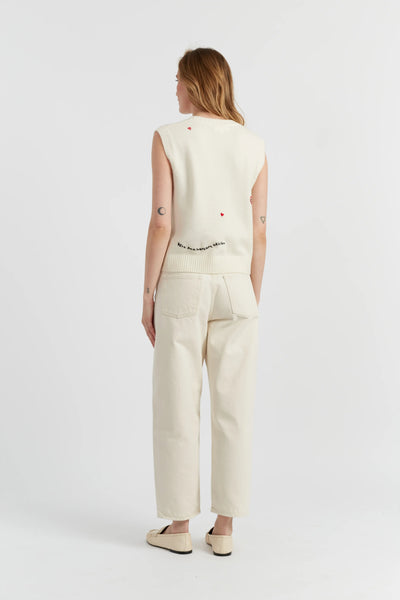 Cream Wool-Cashmere Snoopy Anniversary Tank