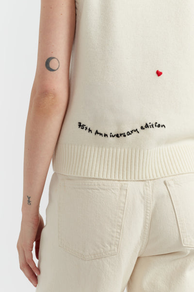 Cream Wool-Cashmere Snoopy Anniversary Tank