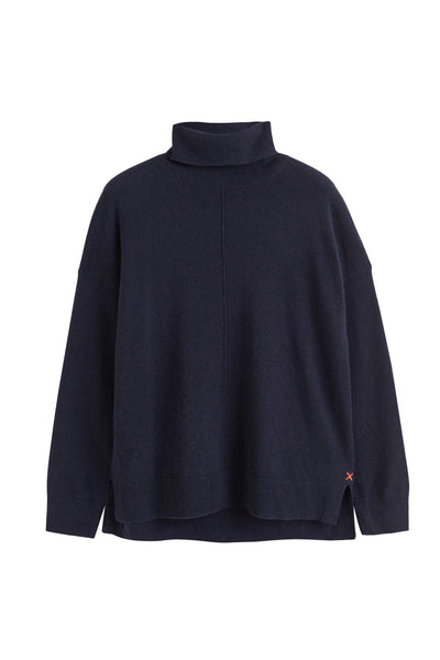 Navy Wool-Cashmere Rollneck Sweater