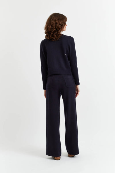 Navy Pure Cashmere Cropped Sweater