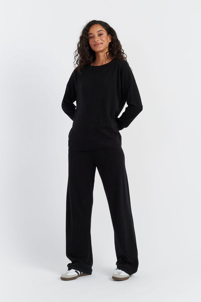 Black Wool-Cashmere Slouchy Sweater