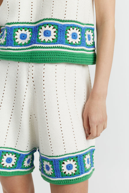 SAMPLE SALE - NO REFUNDS Cream Cotton Hand Crochet Shorts