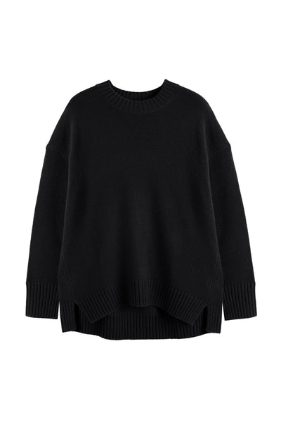 Black Pure Cashmere Crew Neck Sweater