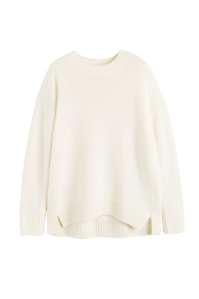Cream Pure Cashmere Crew Neck Sweater
