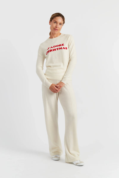 Cream Wool-Cashmere J'adore Christmas Sweater