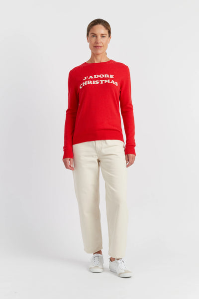 Red Wool-Cashmere J'Adore Christmas Sweater
