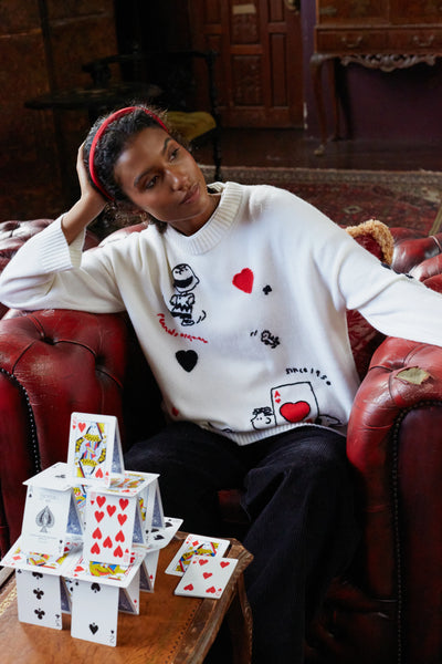 Cream Wool-Cashmere Charlie's Poker Pals Sweater