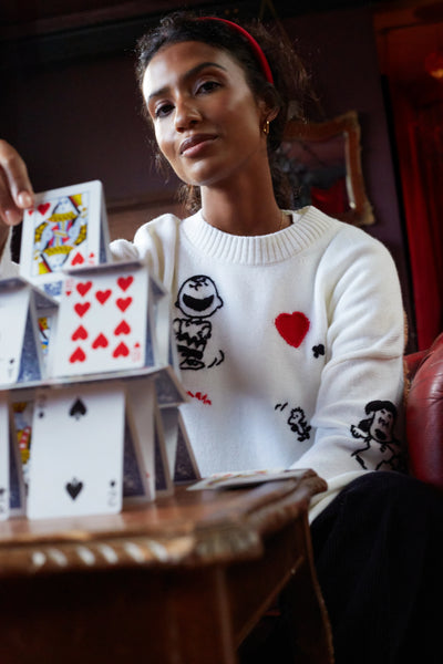 Cream Wool-Cashmere Charlie's Poker Pals Sweater