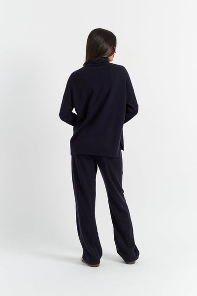 Navy Wool-Cashmere Rollneck Sweater