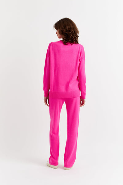 Fuchsia Wool-Cashmere Slouchy Sweater