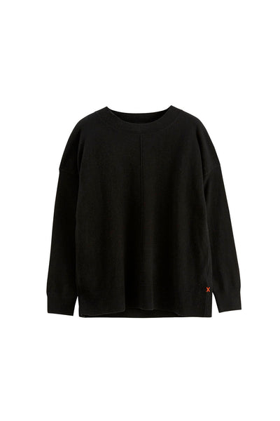 Black Wool-Cashmere Slouchy Sweater