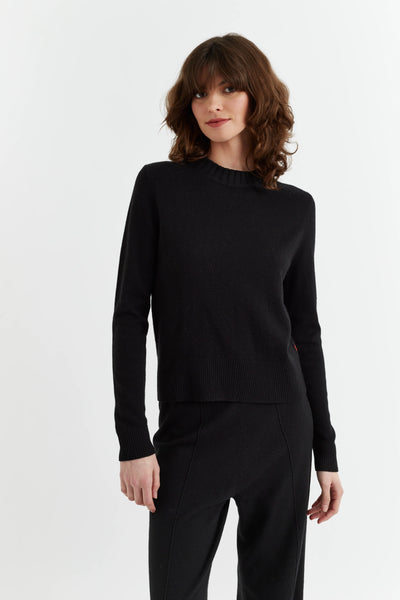 Black Wool-Cashmere Cropped Sweater