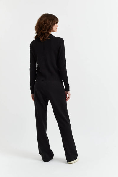 Black Wool-Cashmere Cropped Sweater