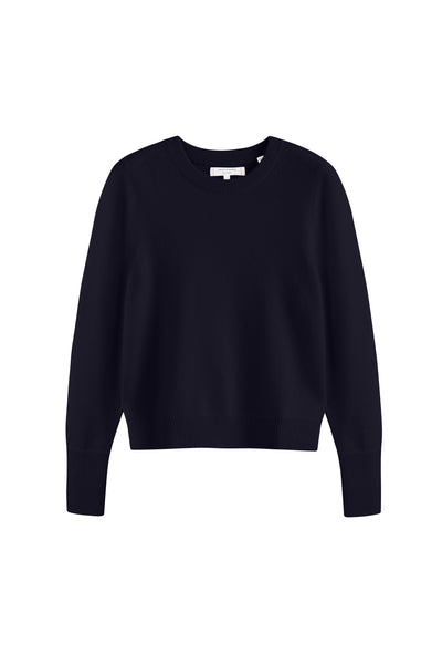Navy Pure Cashmere Cropped Sweater