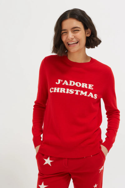 Red Wool-Cashmere J'Adore Christmas Sweater