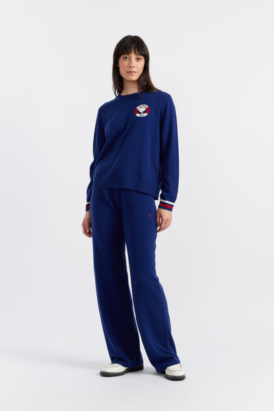 SAMPLE SALE - NO REFUNDS Blue Wool-Cashmere Snoopy Nautical Sweater
