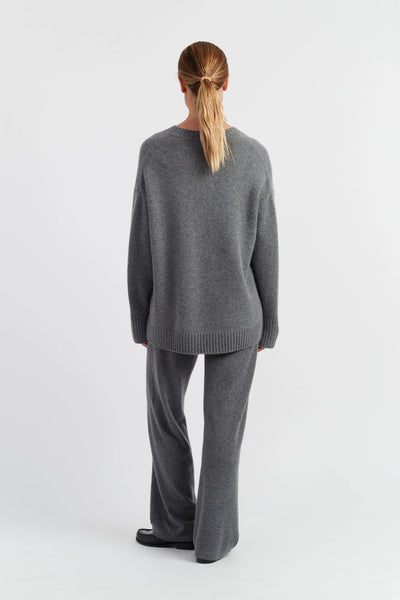 Mid-Grey Pure Cashmere Crew Neck Sweater