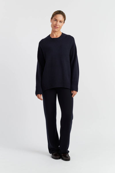 Navy Pure Cashmere Crew Neck Sweater