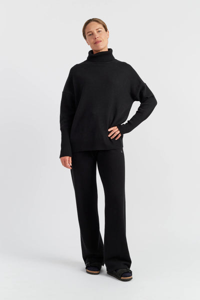 Black Pure Cashmere Rollneck Sweater