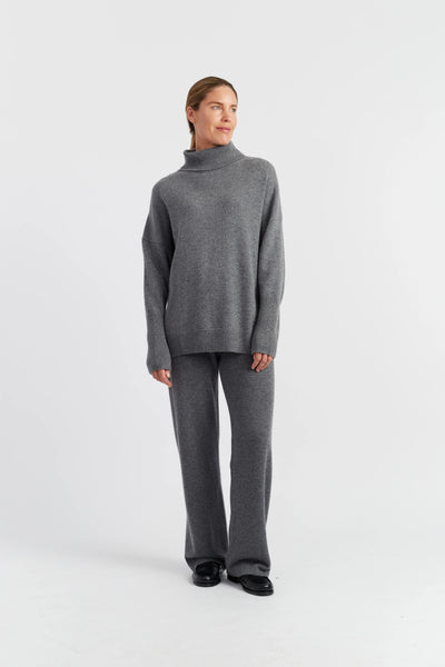 Mid-Grey Pure Cashmere Rollneck Sweater