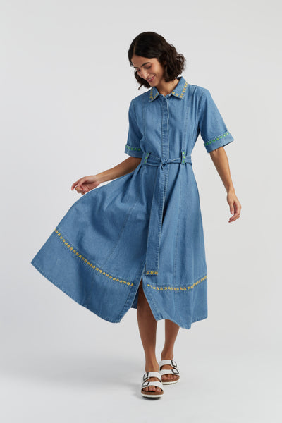 buttercup blue dress Blue Cotton Chambray Buttercup Shirt Dress - Chinti & Parker USD