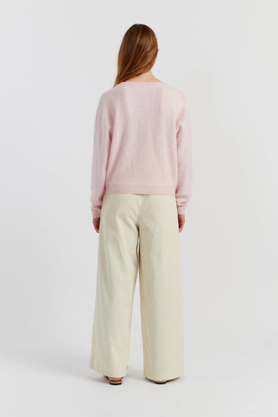 Peachy-Pink Brushed Pure Cashmere Sweater - Chinti & Parker USD - USA