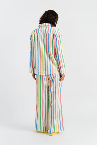 SAMPLE SALE - NO REFUNDS Multi Linen-Cotton Snoopy Stripe Trousers