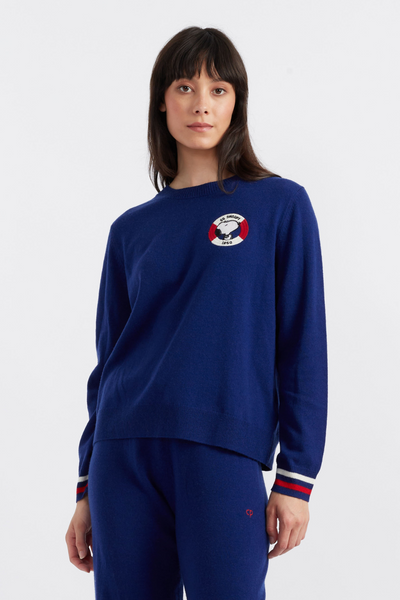 SAMPLE SALE - NO REFUNDS Blue Wool-Cashmere Snoopy Nautical Sweater