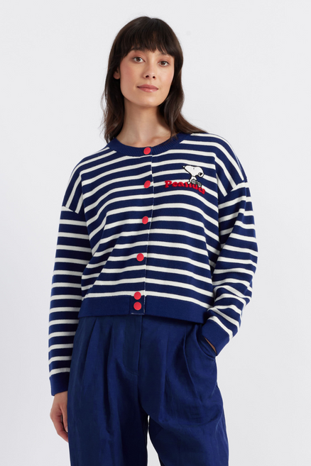 SAMPLE SALE - NO REFUNDS Blue Merino Snoopy Milano Cardigan
