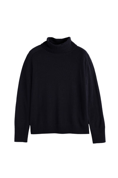 Black turtleneck sweater on a white background