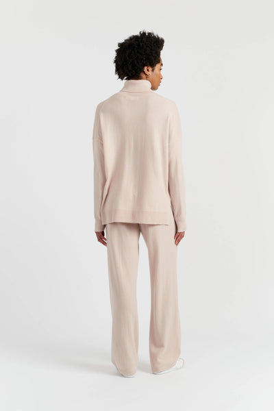 Bone Wool-Cashmere Relaxed Rollneck Sweater