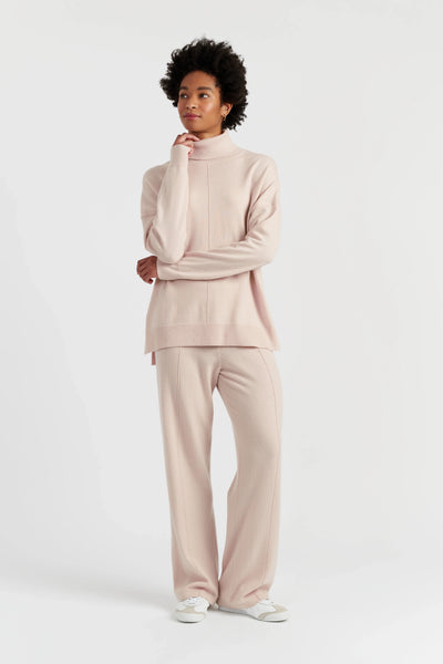 Bone Wool-Cashmere Relaxed Rollneck Sweater