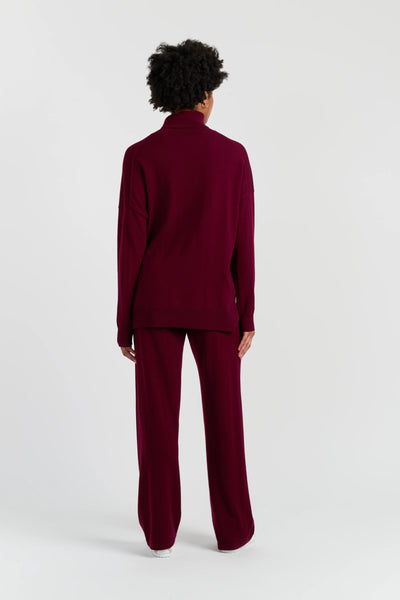 Claret Wool-Cashmere Relaxed Rollneck Sweater